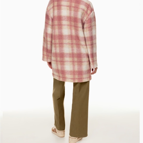 Wilfred Free Aritzia Elm Long wool jacket in pink plaid - Picture 5 of 11